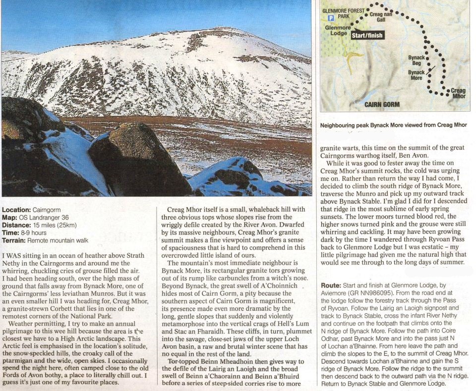 Route description and map for Bynack More