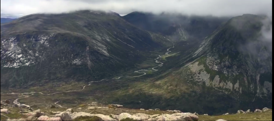 Lairig Ghru through the Cairngorm Mountains between Devil's Point on Cairntoul and Ben Macdui