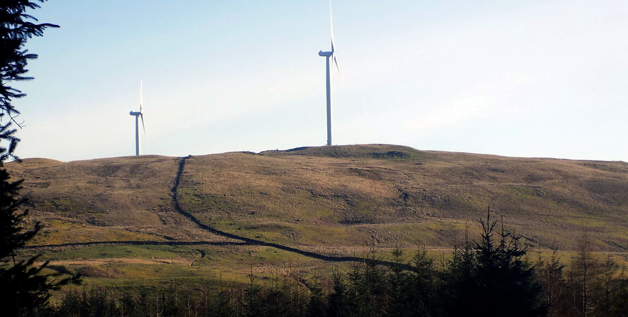 Wind Turbines on Hart Hill on ascent of Cairnoch Hill.