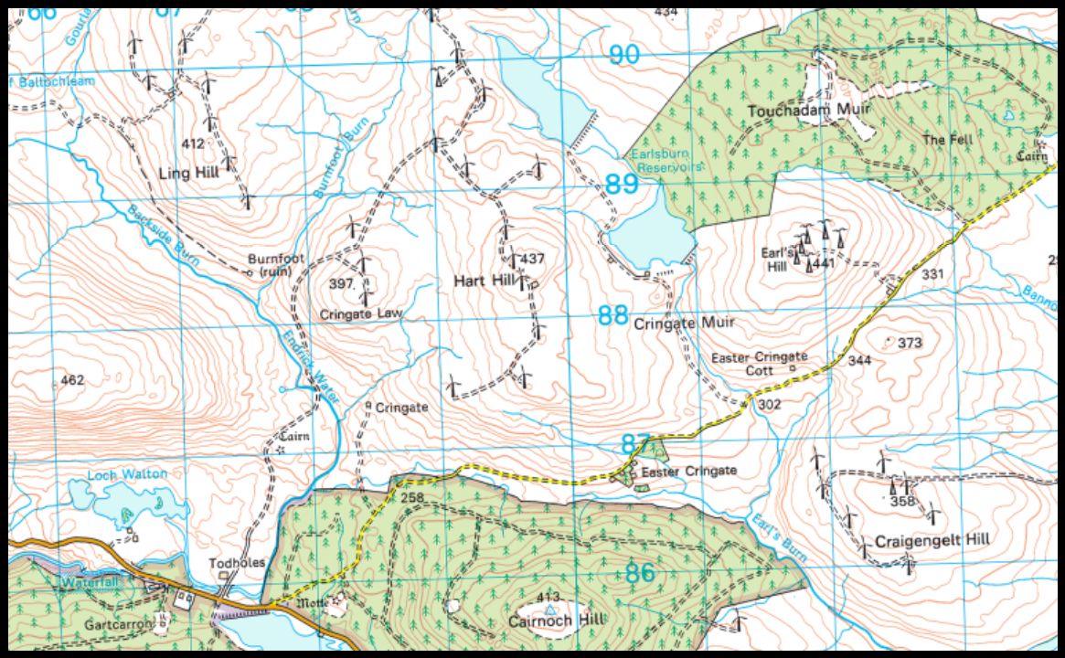 Map of Cairnoch Hill & Earlsburn Reservoirs