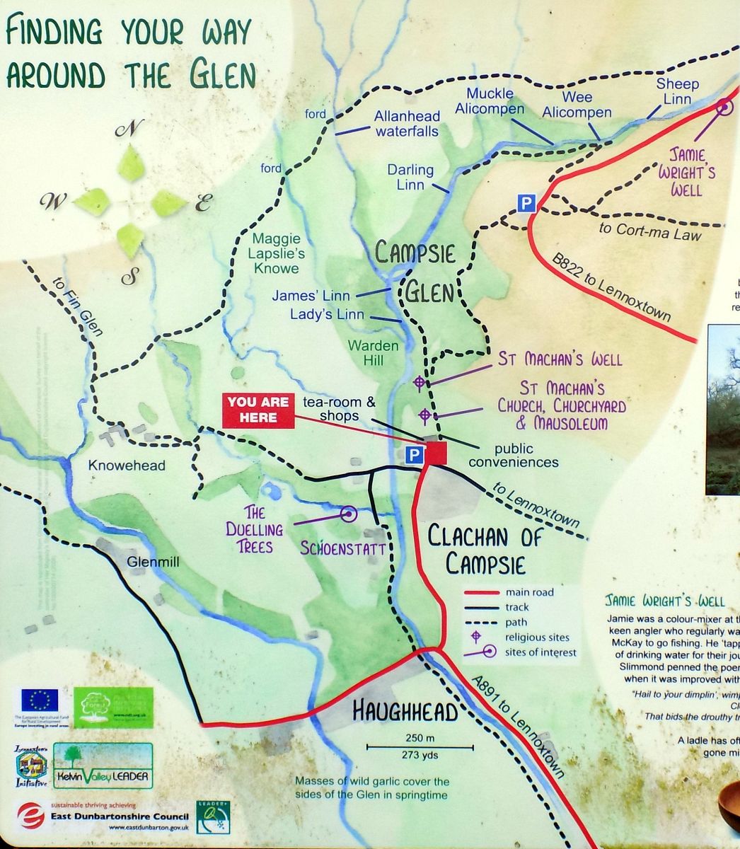 Map for Campsie Glen in the Campsie Fells