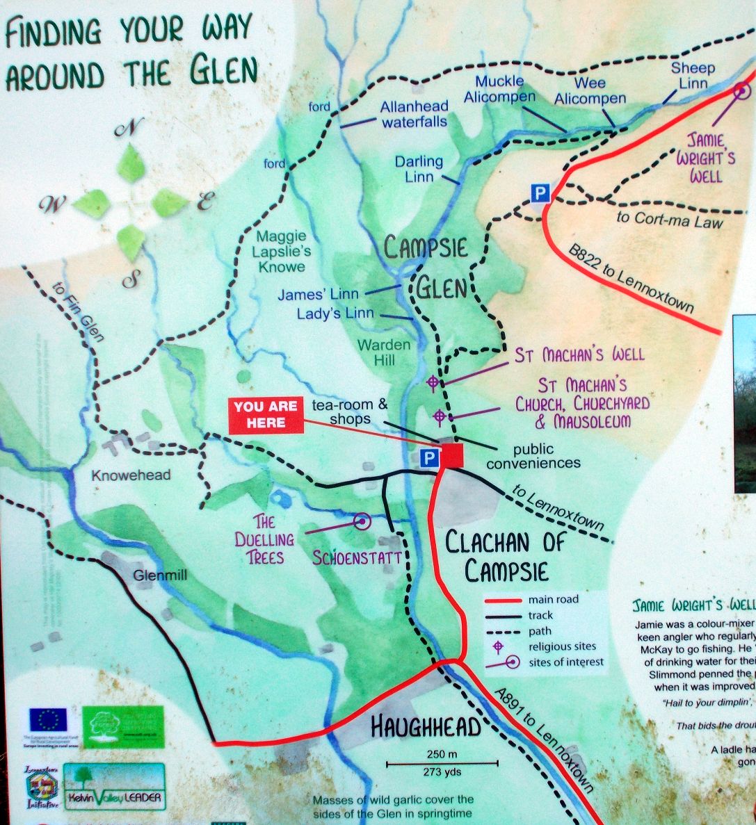 Map for Campsie Glen in the Campsie Fells