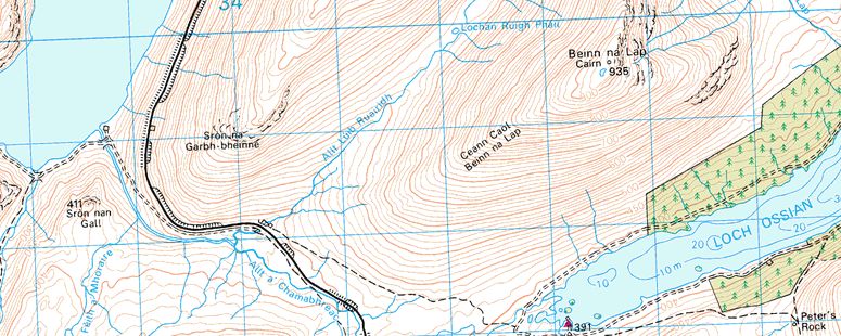 Map for Loch Treig and Beinn na Lap