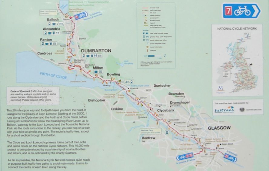 Map of River Clyde Walkway from Glasgow to Balloch on Loch Lomond