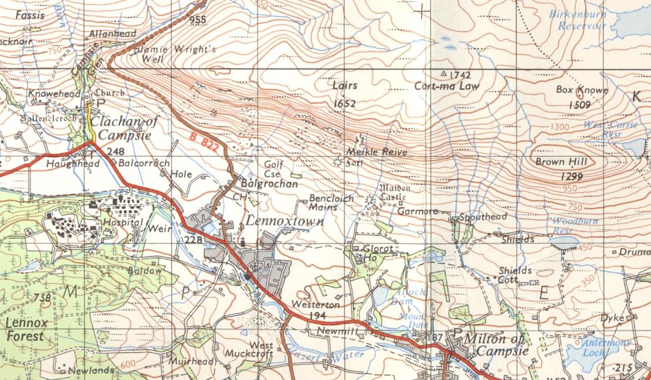 Map of Cort-ma Law on the Campsie Fells above Milton of Campsie