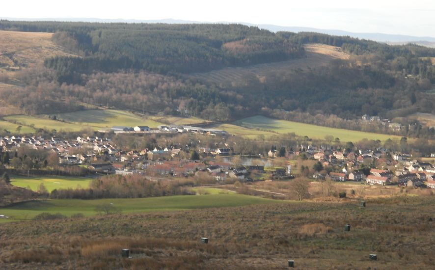 Lennoxtown on ascent of Cort-ma Law