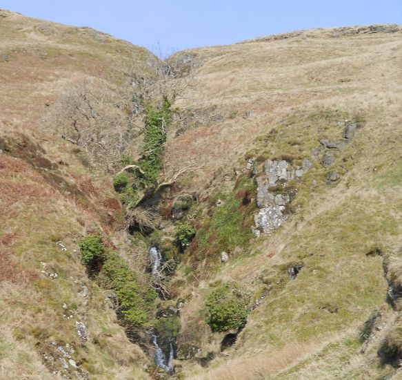 Gully and waterfalls on the Campsie Fells