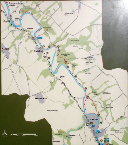 Map of the River Clyde Walkway to Crossford Village