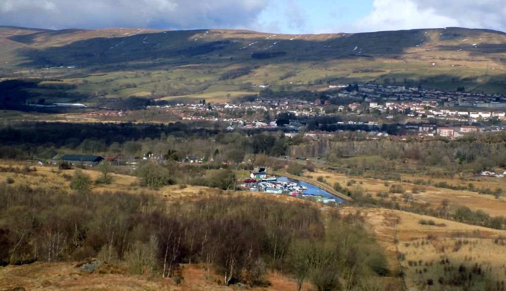 Kilsyth and Auchinstarry Basin on Forth & Clyde Canal from Croy Hill
