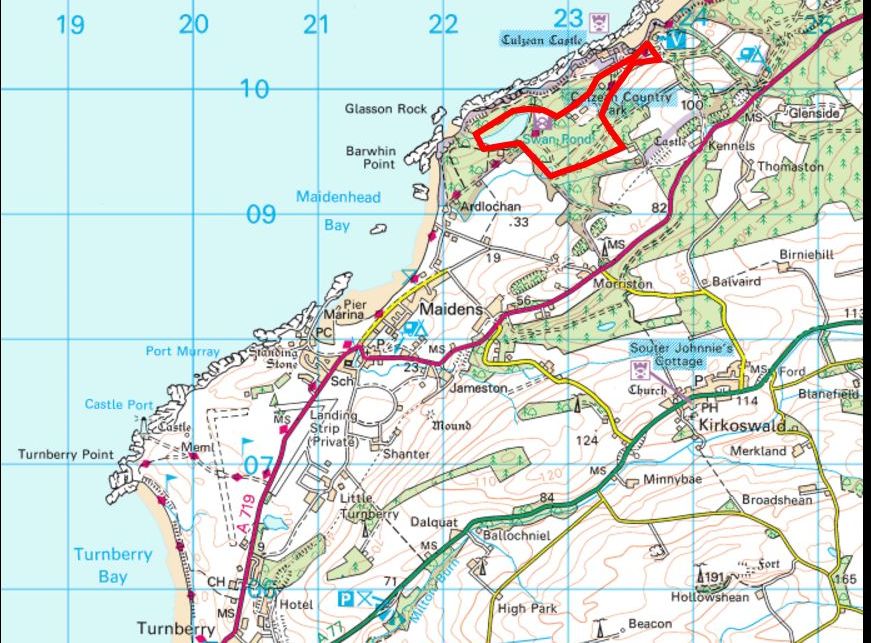Map of Walk from Culzean Castle via Maidens to Turnberry