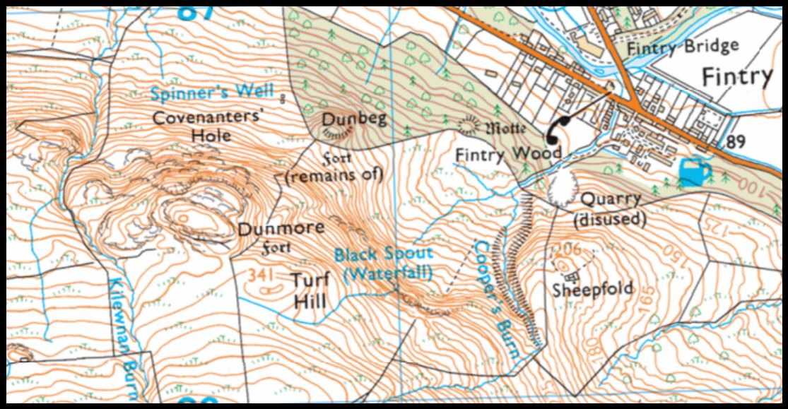 Map of Dunmore Hill above Fintry
