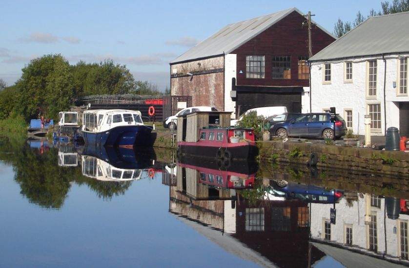 Boats on Forth and Clyde Canal at Scottish HQ of British Waterways