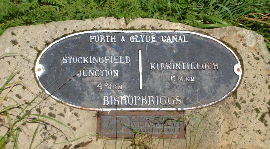 Plaque at Bishopbriggs on the Forth and Clyde Canal in central Scotland