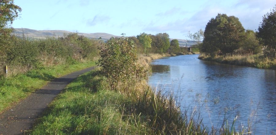Forth and Clyde Canal from Kirkintilloch to Kilsyth in central Scotland
