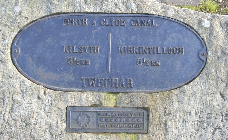 Plaque on Forth and Clyde Canal at Twechar