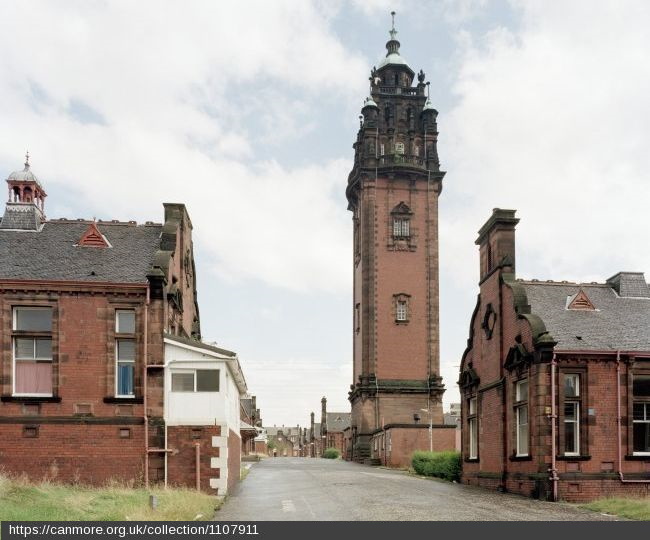Tower of Ruchill Hospital from Forth & Clyde Canal in Glasgow