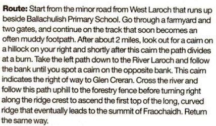 Route Description for Fraochaidh