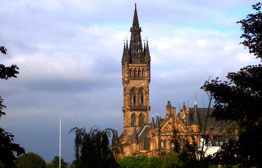 Glasgow University from Park Terrace in Glasgow, Scotland