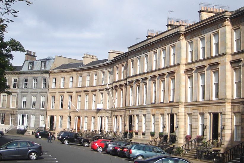 Terraced Houses in Park Circus in Glasgow, Scotland
