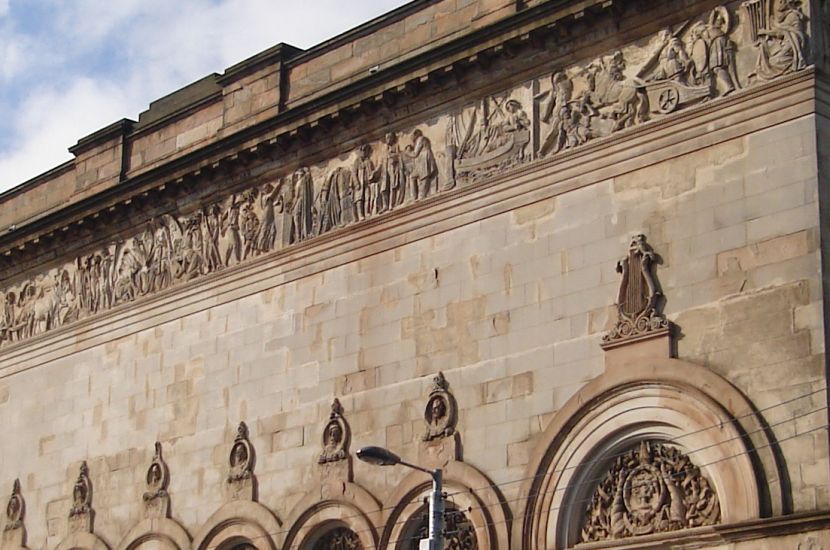 Stone Carvings on Hindu Mandir ( Hindu Temple ) in Glasgow, Scotland