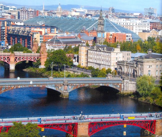 Aerial view of Glasgow Bridges over the River Clyde