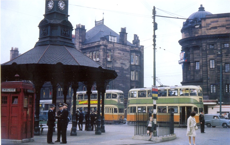 Trams at Brigton Umbrella at Bridgeton Cross in the East of Glasgow