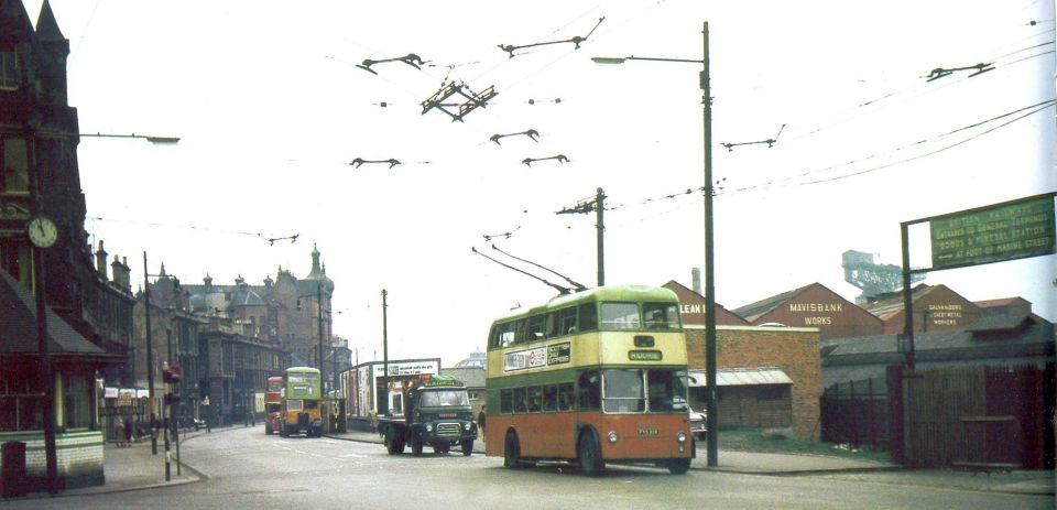 Glasgow Corporation trolleybus at Paisley Road Toll