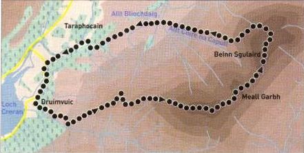 Route Map for Beinn Sgulaird
