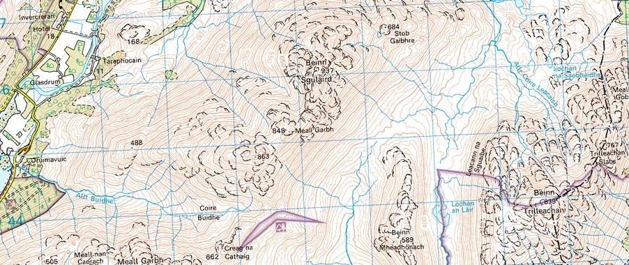Map of Beinn Sgulaird