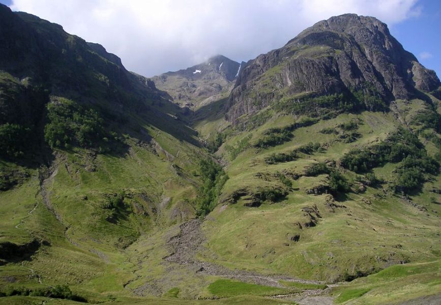 Bidean nam Bian and Gearr Aonach above the Lost Valley