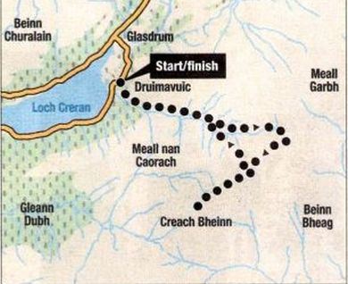 Route  Map for Creach Bheinn