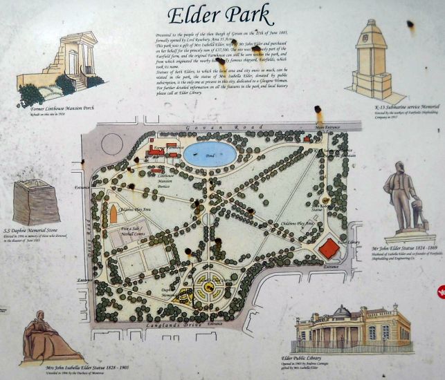 Map of Elder Park in the Govan District of Glasgow