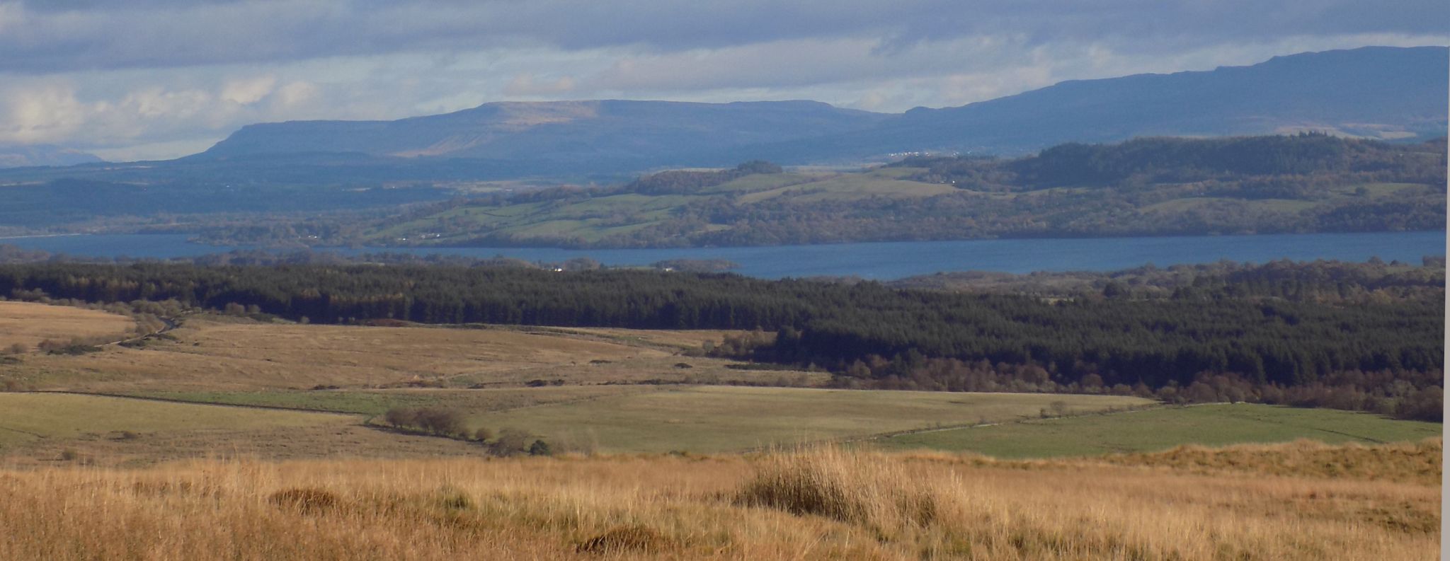 Gargunnock Hills and Campsie Fells beyond Loch Lomond
