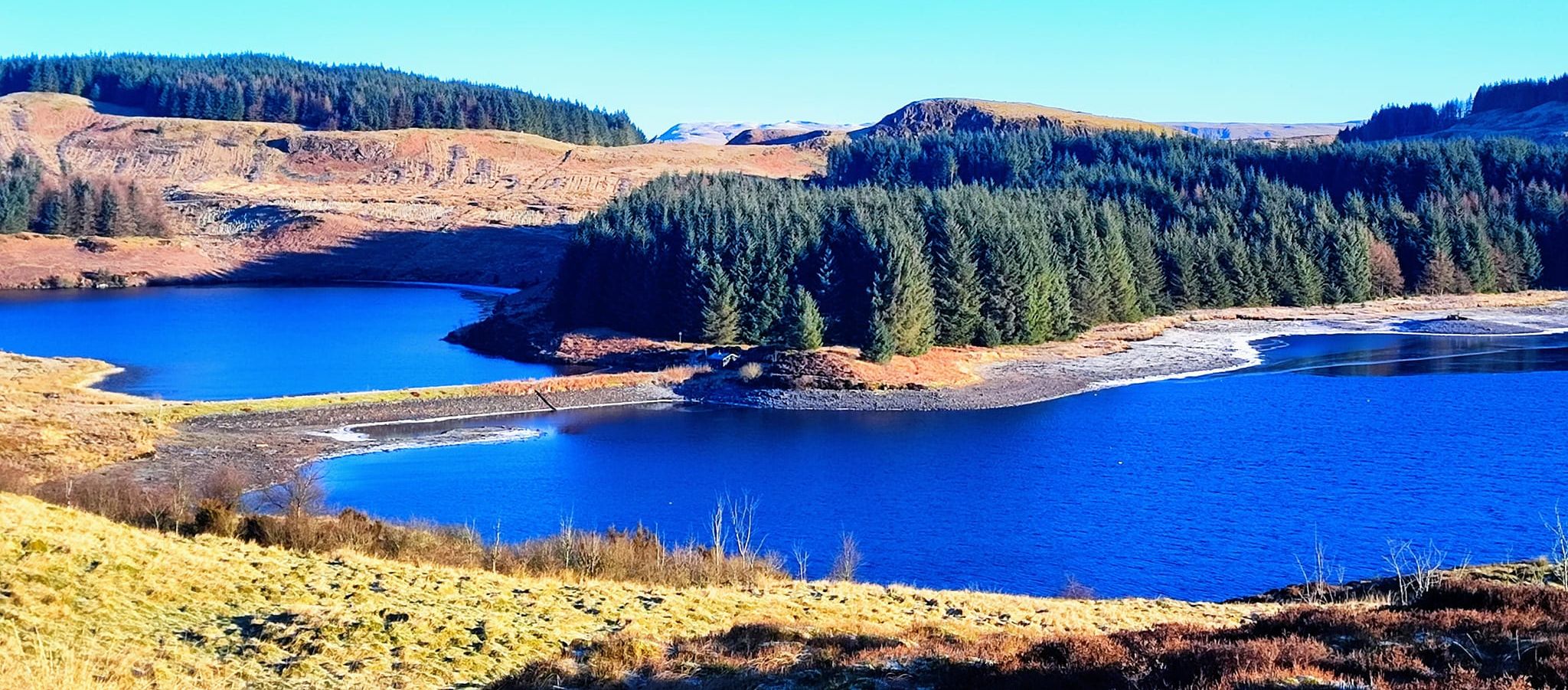 View from Cochno Hill of Cochno Loch, Jaw Reservoir