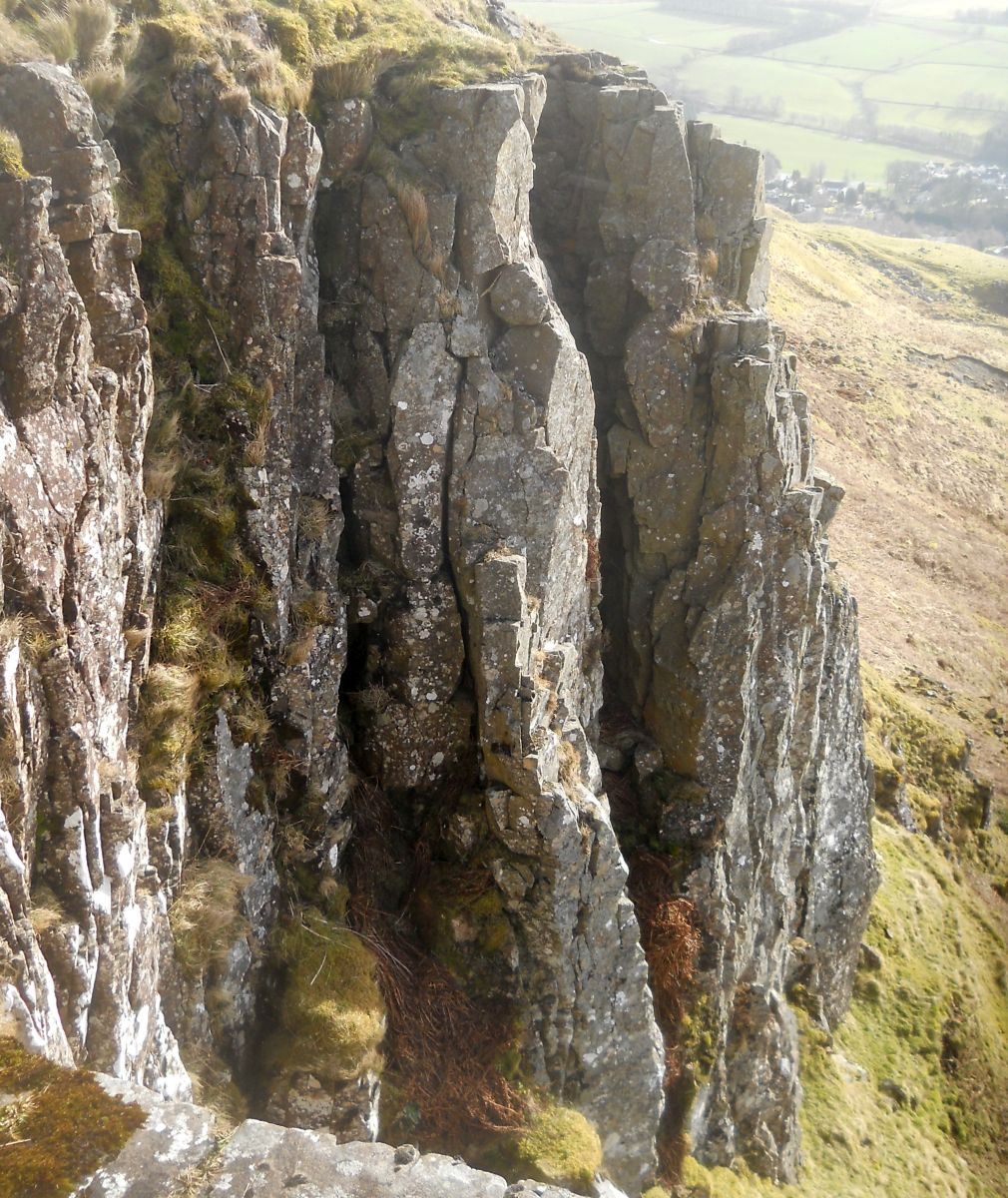 Rock Buttresses at Jenny's Lum in the escarpment of the Campsie Fells