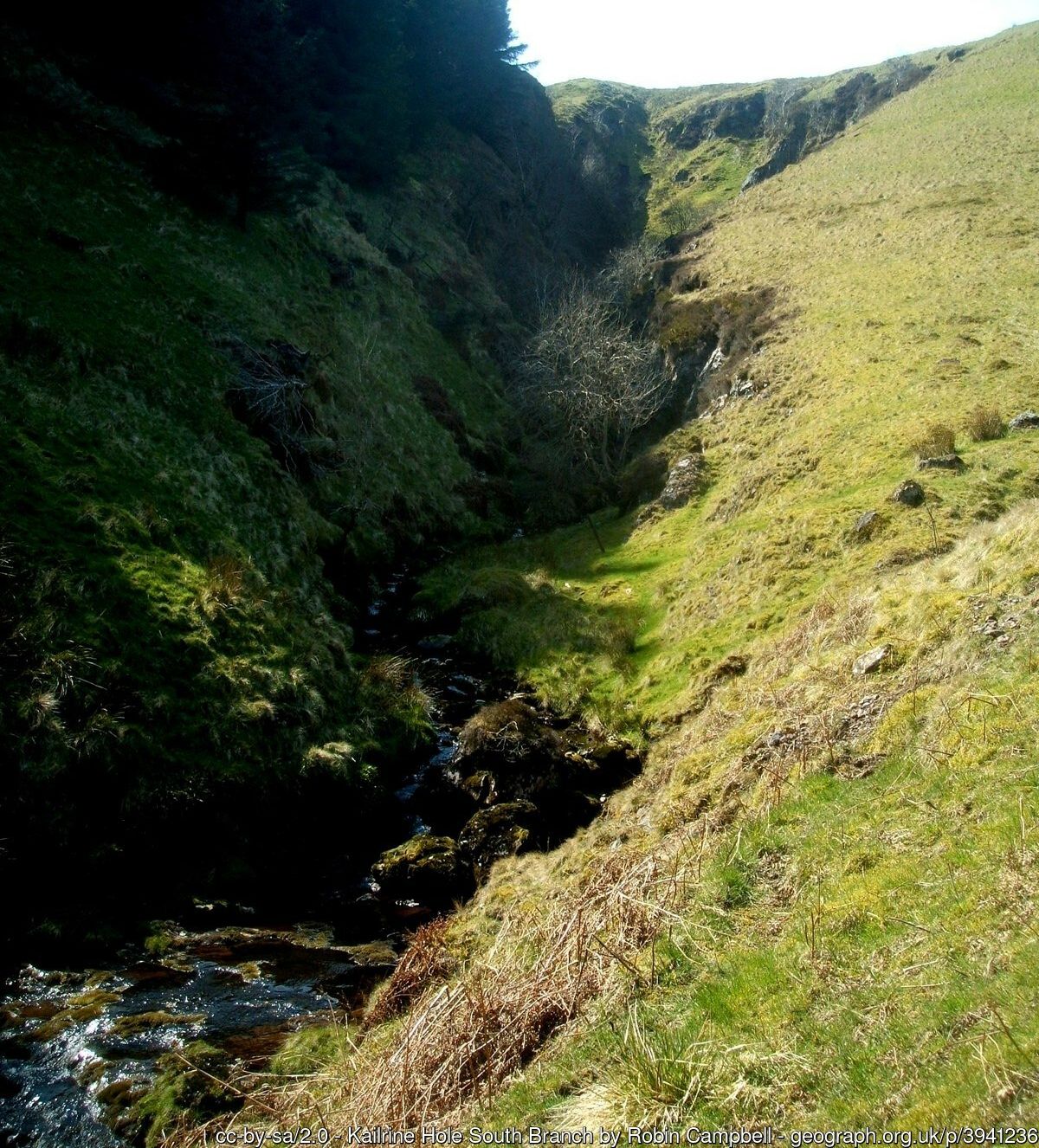 View up Gonachan Burn to the Hole of Kailrine in the Campsie Fells