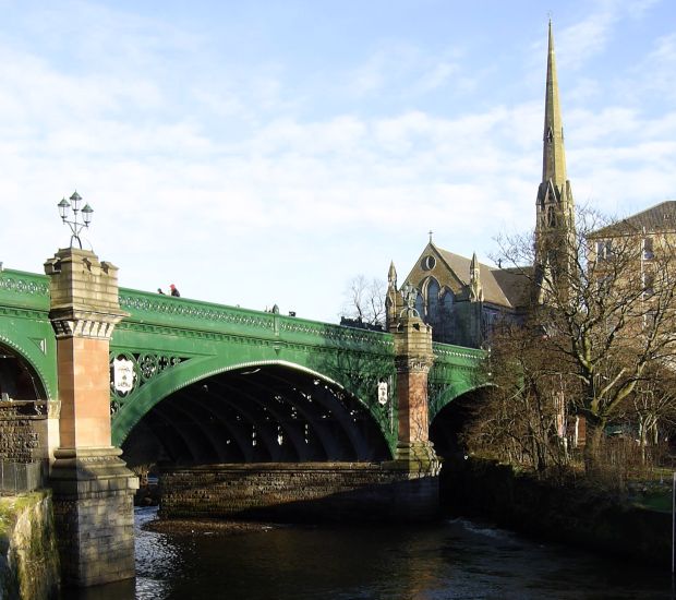 Bridge over River Kelvin at Great Western Road in Glasgow