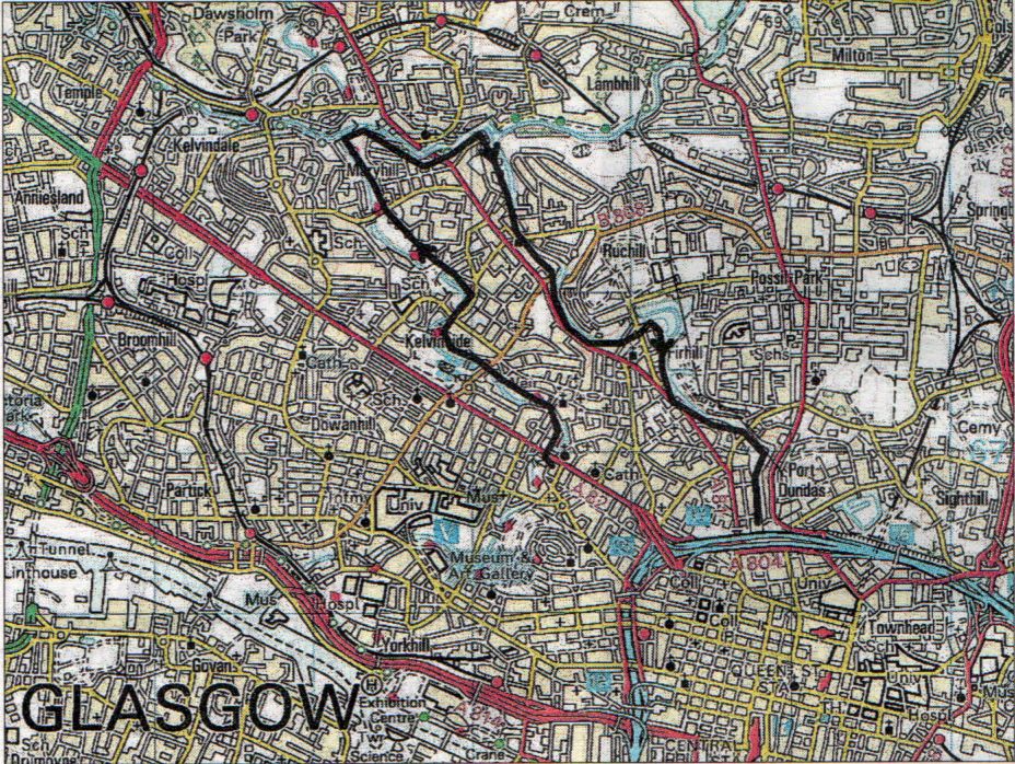 Map of River Kelvin Walk