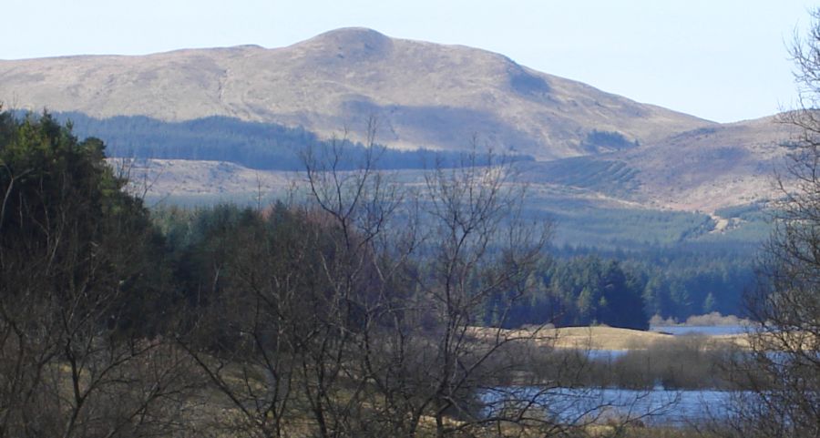 Meikle Bin on ascent through Carron Valley Forest