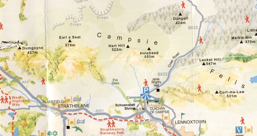 Map of the Campsie Fells in Central Scotland