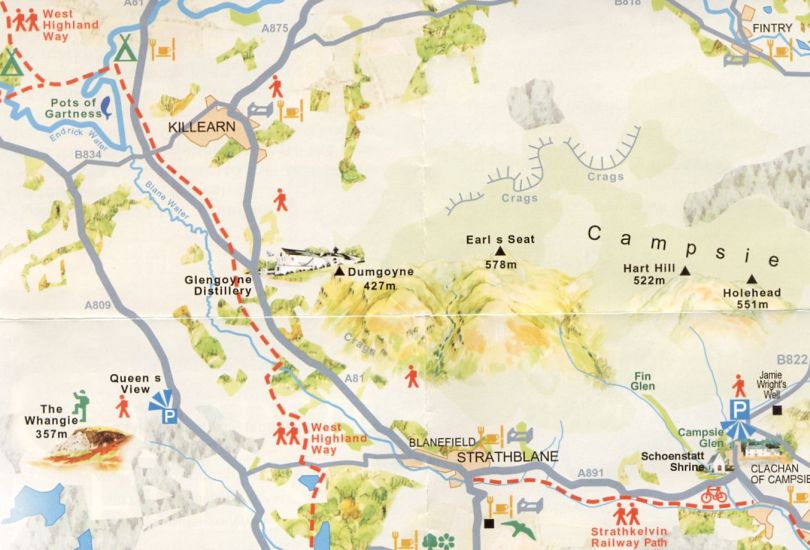 Map of the Whangie and West Highland Way