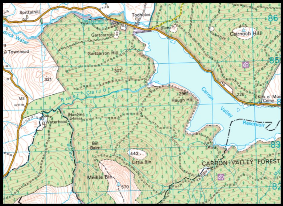 Map for Meikle Bin in the Campsie Fells