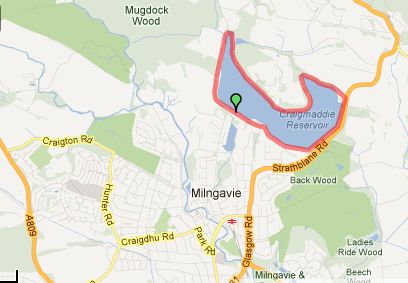 Location Map for Mugdock Reservoir / Craigmaddie Loch