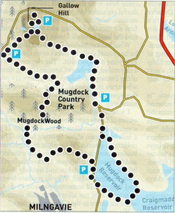 Route Map for Mugdock Country Park & Mugdock Reservoir