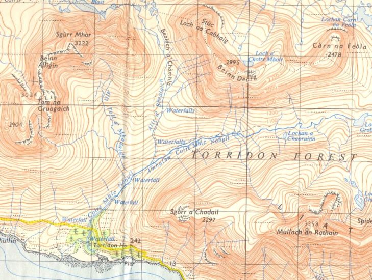 Map of Beinn Alligin in the Torridon region of the North West Highlands of Scotland