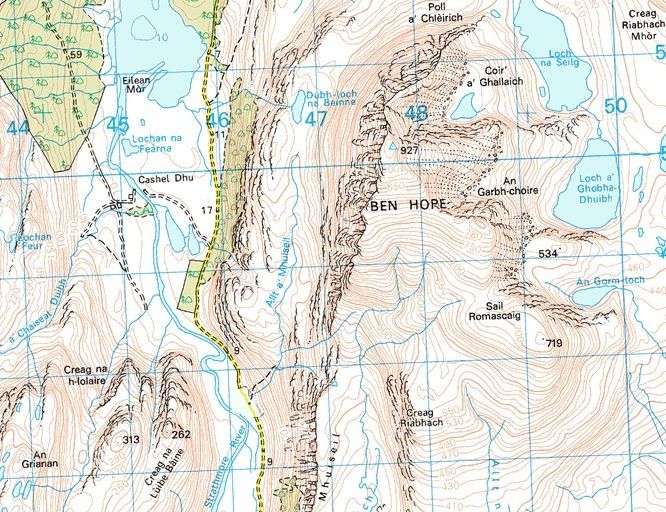 Location Map and Access Route for Ben Hope in Highlands of Northern Scotland