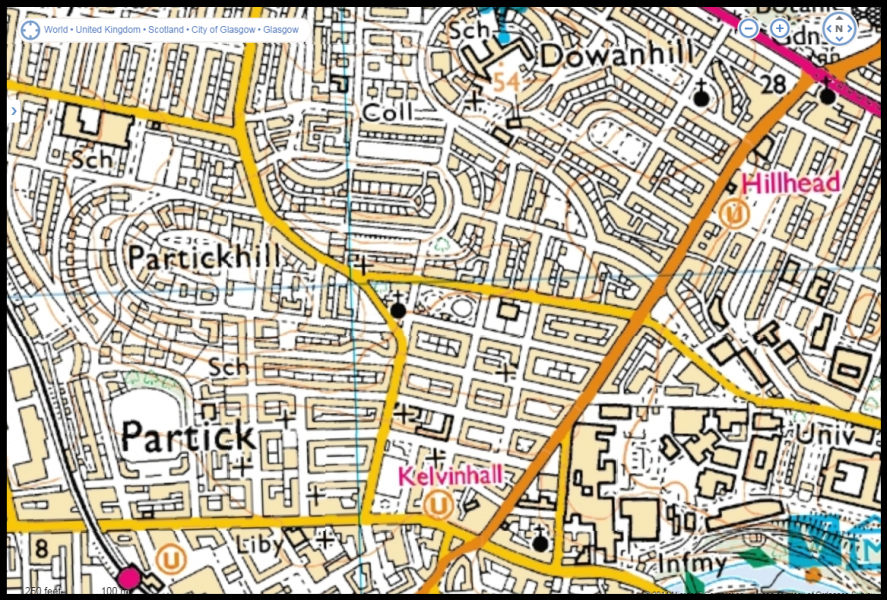 Map of the Dowanhill and Partick area of Glasgow