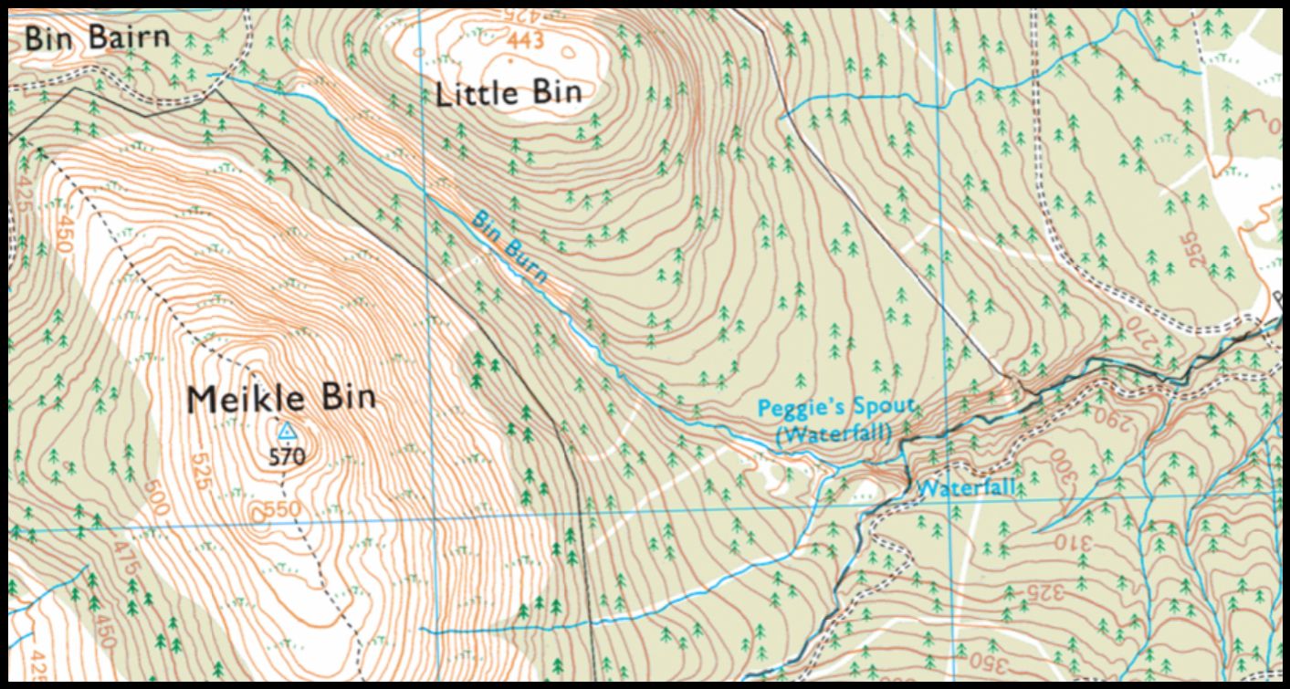 Map for Peggie's Spout in the Campsie Fells