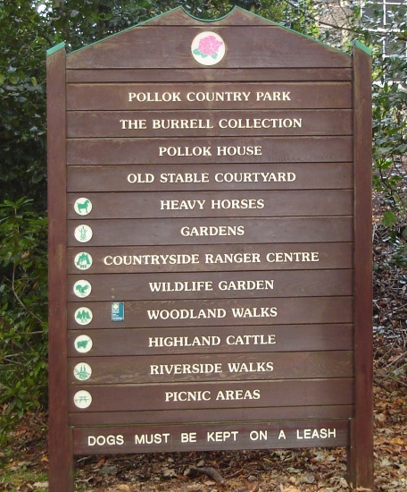 Sign at entrance to Pollock Country Park