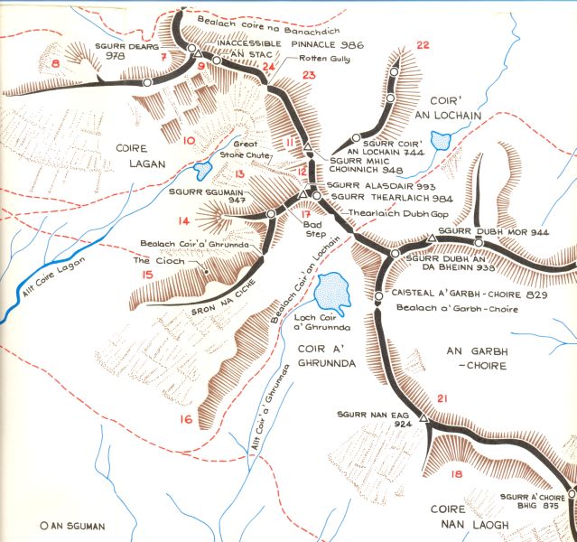 Map of Coire Lagan and Sgurr Alasdair